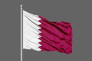 Qatar ondeando la bandera ilustración sobre fondo gris foto