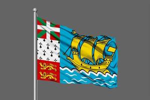 Saint-Pierre and Miquelon Waving Flag Illustration on Grey Background photo