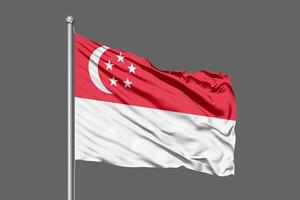 Singapore Waving Flag Illustration on Grey Background photo