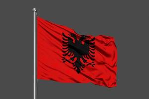 Albania ondeando la bandera ilustración sobre fondo gris foto