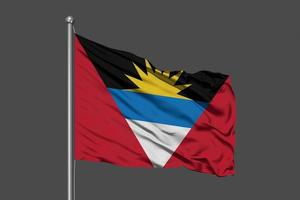 Antigua and Barbuda Waving Flag Illustration on Grey Background photo