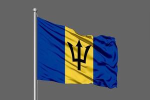 Barbados Waving Flag Illustration on Grey Background photo