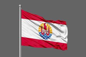 French Polynesia Waving Flag Illustration on Grey Background photo