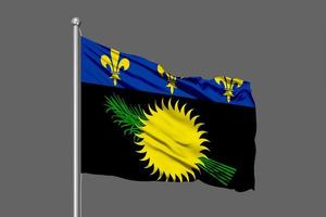 Guadeloupe Waving Flag Illustration on Grey Background photo