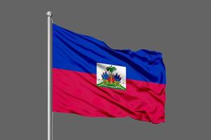 Haiti Waving Flag Illustration on Grey Background photo