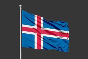 Iceland Waving Flag Illustration on Grey Background photo