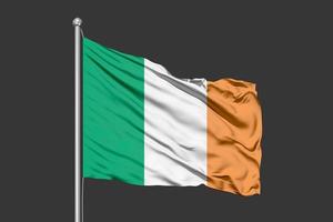 Ireland Waving Flag Illustration on Grey Background photo