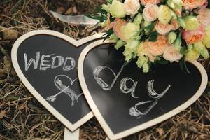 plaque with the words of the wedding day photo