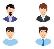 Avatar de personaje de empresario con traje de negocios diferente aislado sobre fondo blanco con forma redonda vector