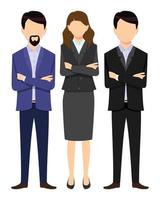 Business man and woman face less character set team standing together and posing isolated vector