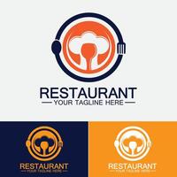 Restaurant logo with spoon and fork icon,menu design food drink concept for cafe restaurant vector