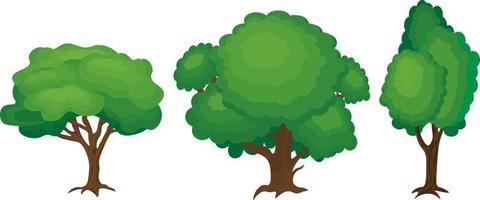 Cartoon trees set isolated on a white background vector