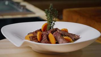 Beef Meal Presentation on White Plate video