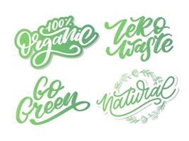 Concept set Zero Waste handwritten text title sign. Vector illustration.