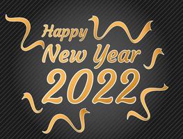 Happy New Year 2022 template in orange on black background vector