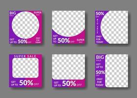 set of editable square banner templates. for social media posts, promotions, digital marketing. two color style vector