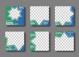 set of editable square banner templates. for social media posts, promotions, digital marketing. star shape vector