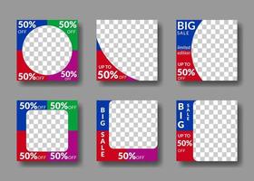 set of editable square banner templates. for social media posts, promotions, digital marketing. with four color style vector