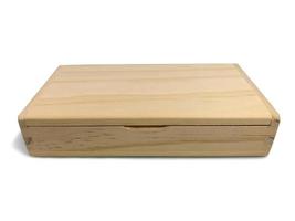 Wooden box isolated on white background photo
