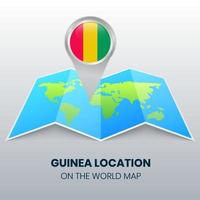 icono de ubicación de guinea en el mapa mundial, icono de pin redondo de guinea vector