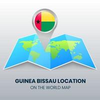 icono de ubicación de guinea bissau en el mapa mundial, icono de pin redondo de guinea bissau vector