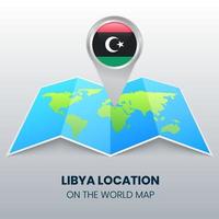 icono de ubicación de libia en el mapa mundial, icono de pin redondo de libia vector