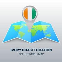 Location Icon of Ivory Coast on the World Map, Round Pin Icon Of Ivory Coast vector