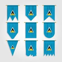 Saint Lucia Flag in Different shapes, Flag of Saint Lucia in Various Shapes vector