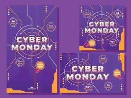 diseño de vector de plantilla de publicación de redes sociales de venta de cyber monday