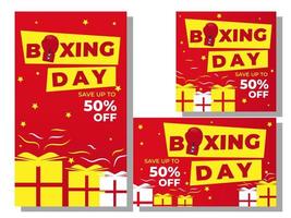 Boxing day social media post template design collection illustration vector