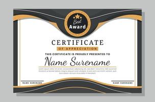 Certificate of achievement template with a gold luxury badge illustration vector