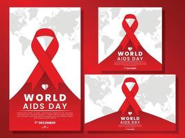 World AIDS day for social media post or stories template pack illustration vector