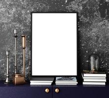 3d rendering black frame photo mockup