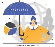 protección de ilustración vectorial plana y concepto de datos de seguridad vector