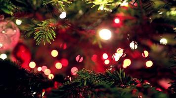 4 imágenes de k de decoración navideña con luces de adornos para el fondo de la plantilla de texto de espacio de copia video