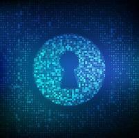Digital keyhole. Concept of cyber security, firewall, network security, data encryption. Digital binary data and streaming digital code background. Matrix background with digits 1.0. Vector. EPS10. vector