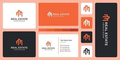 real estate building logo design template and business card design. vector