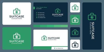 suitcase logo and camera logo. business card design vector