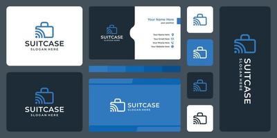 suitcase logo and signal logo. business card design vector