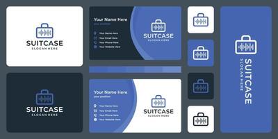 suitcase logo and technology logo. business card design vector