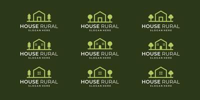 collection of country house logos with flat and abstract models. vector