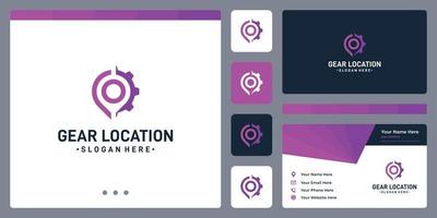 gear logo and location logo. business card design. vector