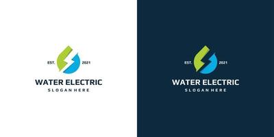 water logo and lightning logo shape. business card design. vector