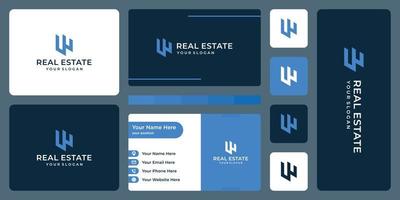 real estate building with letter W logo and business card design. vector