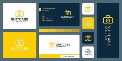 suitcase logo and location logo. business card design vector