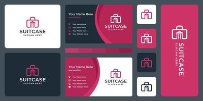 suitcase logo and law building logo. business card design vector