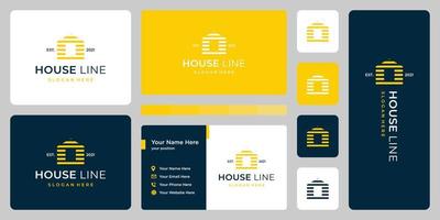 modern house with line model and business card design. vector