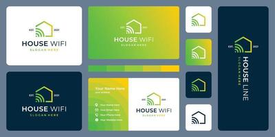 modern house with line and signal models. business card. vector