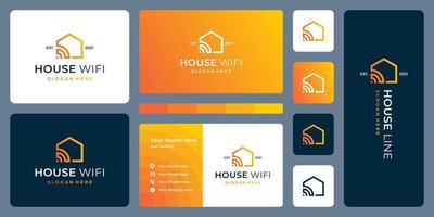 modern house with line and signal models. business card. vector