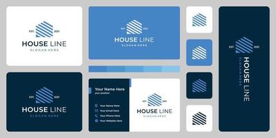 modern house with line model and business card design. vector